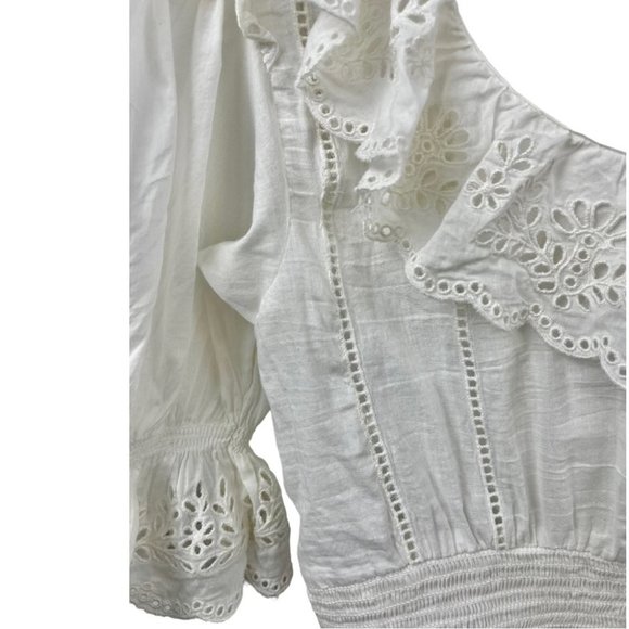 Aritzia Sunday Best White Lady Broderie Peasant Prairie Voile Blouse Size S - Picture 11 of 11